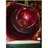 Image 1 : Large mottled red glass salad bowl and stand in the style of Monart base 17" x 17" bowl 12" diameter