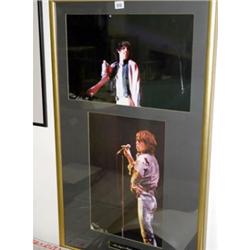Rare Colour Gig Photos Mick Jagger Hamburg 1973 Signed by Photographer (01/111 & 01/100) glass frame