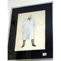 2x Original Costume Designs (pen & watercolours) for  1937 Film "The King Steps Out" 1937 by Ernest 