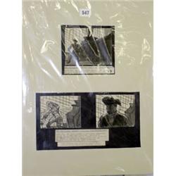 Original Storyboard for 1937 French Cinema Film Konigsmark showing 3 separate scenes (pen & watercol