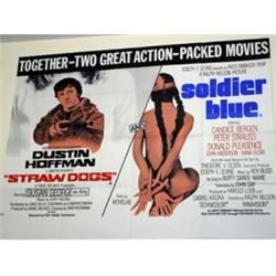 Original UK Straw Dogs / Soldier Blue Movie Quad Poster 1972 (Dustin Hoffman, Candice Bergen) condit