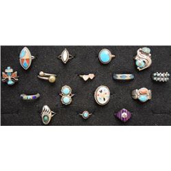SIXTEEN NAVAJO INDIAN RINGS