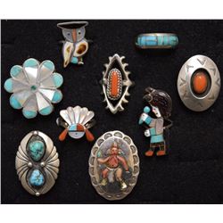 NAVAJO INDIAN RINGS  NINE TOTAL