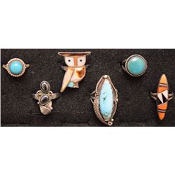 SIX NAVAJO INDIAN RINGS