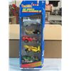 Image 3 : HOT WHEELS, 2 PKGS OF 5 (4 CARS, 1 TRUCK, 1 TRAIN ENGINE, 4 RACE CARS)