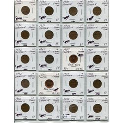 SHEET OF 20 CNDN PENNIES 1922 TO 1967