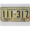 Image 3 : 2 SASK LICENSE PLATES 1955 & 1957