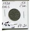 Image 1 : 1936 CNDN 5 CENT PC