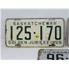 Image 2 : 3 SASK LICENSE PLATES 1955, F1958, 1959