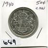 Image 1 : 1940 CANADA SILVER 50 CENT PIECE