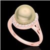 Image 2 : 0.27 CTW VS/SI Diamond & Golden Pearl Designer Ring 14K Rose Gold - REF-50A8X - 22619