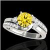1.5 CTW Certified Si Fancy Yellow Diamond Bypass Solitaire Ring 10K White Gold - REF-180Y2K - 35096