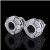 1.5 CTW Fancy Black Diamond Solitaire Art Deco Stud Earrings 18K White Gold - REF-116K4W - 37695
