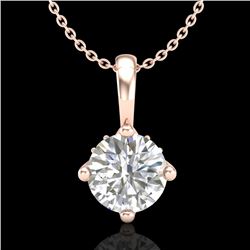 0.82 CTW VS/SI Diamond Solitaire Art Deco Stud Necklace 18K Rose Gold - REF-180T2M - 37026