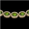 Image 4 : 31.1 CTW Peridot & Diamond Halo Necklace 10K Yellow Gold - REF-554M8H - 40429