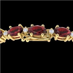 19.7 CTW Garnet & VS/SI Certified Diamond Eternity Bracelet 10K Yellow Gold - REF-98Y2K - 29370
