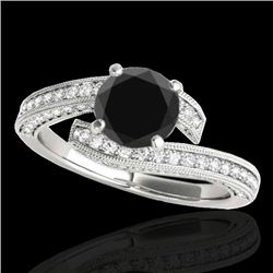 1.75 CTW Certified VS Black Diamond Bypass Solitaire Ring 10K White Gold - REF-89X3T - 35130