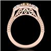 Image 4 : 1.05 CTW Intense Fancy Yellow Diamond Art Deco 3 Stone Ring 18K Rose Gold - REF-161H8A - 37953