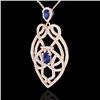Image 2 : 3.50 CTW Tanzanite & Micro VS/SI Diamond Heart Necklace Solitaire 14K Rose Gold - REF-191H3A - 21254