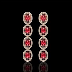 5.88 CTW Tourmaline & Diamond Halo Earrings 10K Rose Gold - REF-121N3Y - 40521