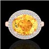 Image 2 : 4 CTW Citrine & Micro Pave VS/SI Diamond Ring 14K Rose Gold - REF-89X8T - 20910