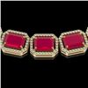Image 4 : 84.94 CTW Ruby & Diamond Halo Necklace 10K Yellow Gold - REF-930A2X - 41479