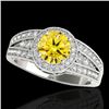 Image 1 : 1.5 CTW Certified Si/I Fancy Intense Yellow Diamond Solitaire Halo Ring 10K White Gold - REF-180W2F 