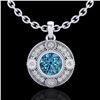 Image 1 : 1.01 CTW Fancy Intense Blue Diamond Solitaire Art Deco Necklace 18K White Gold - REF-119Y3K - 37705