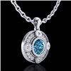 Image 4 : 1.01 CTW Fancy Intense Blue Diamond Solitaire Art Deco Necklace 18K White Gold - REF-119Y3K - 37705