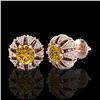 Image 2 : 2.01 CTW Intense Fancy Yellow Diamond Art Deco Stud Earrings 18K Rose Gold - REF-210K9W - 37736