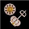 Image 4 : 2.01 CTW Intense Fancy Yellow Diamond Art Deco Stud Earrings 18K Rose Gold - REF-210K9W - 37736