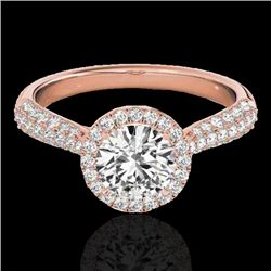 1.4 CTW H-SI/I Certified Diamond Solitaire Halo Ring 10K Rose Gold - REF-170N4Y - 33299