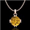 Image 1 : 1 CTW Intense Fancy Yellow Diamond Solitaire Art Deco Necklace 18K Rose Gold - REF-218A2X - 37547