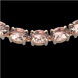 54 CTW Morganite Eternity Designer Inspired Tennis Necklace 14K Rose Gold - REF-614N9Y - 23406