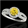 Image 1 : 1.25 CTW Certified Si/I Fancy Intense Yellow Diamond Solitaire Halo Ring 10K White Gold - REF-161M8H