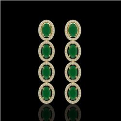 6.47 CTW Emerald & Diamond Halo Earrings 10K Yellow Gold - REF-114F2N - 40504