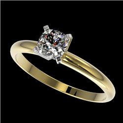 0.50 CTW Certified VS/SI Quality Cushion Cut Diamond Solitaire Ring 10K Yellow Gold - REF-77X6T - 32