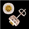 Image 4 : 1.69 CTW Intense Fancy Yellow Diamond Art Deco Stud Earrings 18K Rose Gold - REF-254X5T - 37995