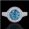 Image 2 : 1.91 CTW Fancy Intense Blue Diamond Solitaire Art Deco Ring 18K White Gold - REF-263A6X - 37684