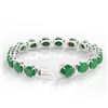 Image 4 : 76 CTW Emerald & Micro VS/SI Diamond Halo Designer Bracelet 14K White Gold - REF-461M5H - 22257