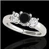 Image 1 : 2 CTW Certified VS Black Diamond 3 Stone Solitaire Ring 10K White Gold - REF-185W5F - 35442