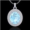Image 1 : 4 CTW Aquamarine & Micro Pave VS/SI Diamond Necklace 18K White Gold - REF-122W8F - 20554