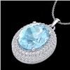 Image 2 : 4 CTW Aquamarine & Micro Pave VS/SI Diamond Necklace 18K White Gold - REF-122W8F - 20554