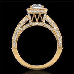 3.5 CTW Princess VS/SI Diamond Solitaire Micro Pave Ring 18K Yellow Gold - REF-581Y8K - 37168