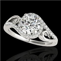 1.25 CTW H-SI/I Certified Diamond Solitaire Halo Ring 10K White Gold - REF-155F5N - 34168