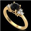 Image 1 : 1 CTW Fancy Black Diamond Solitaire Engagement Classic Ring 18K Yellow Gold - REF-80A2X - 37592