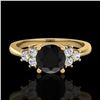 Image 2 : 1 CTW Fancy Black Diamond Solitaire Engagement Classic Ring 18K Yellow Gold - REF-80A2X - 37592