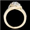 Image 2 : 2.15 CTW H-SI/I Certified Diamond Solitaire Halo Ring 10K Yellow Gold - REF-343M6H - 34398