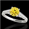 Image 1 : 1.35 CTW Certified Si/I Fancy Intense Yellow Diamond Solitaire Ring 10K White Gold - REF-156W4F - 34