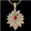 Image 2 : 3 CTW Ruby & Micro Pave VS/SI Diamond Designer Necklace 18K Yellow Gold - REF-257K3W - 22564
